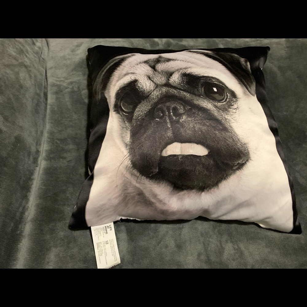 Throw pillow pug life at home brand